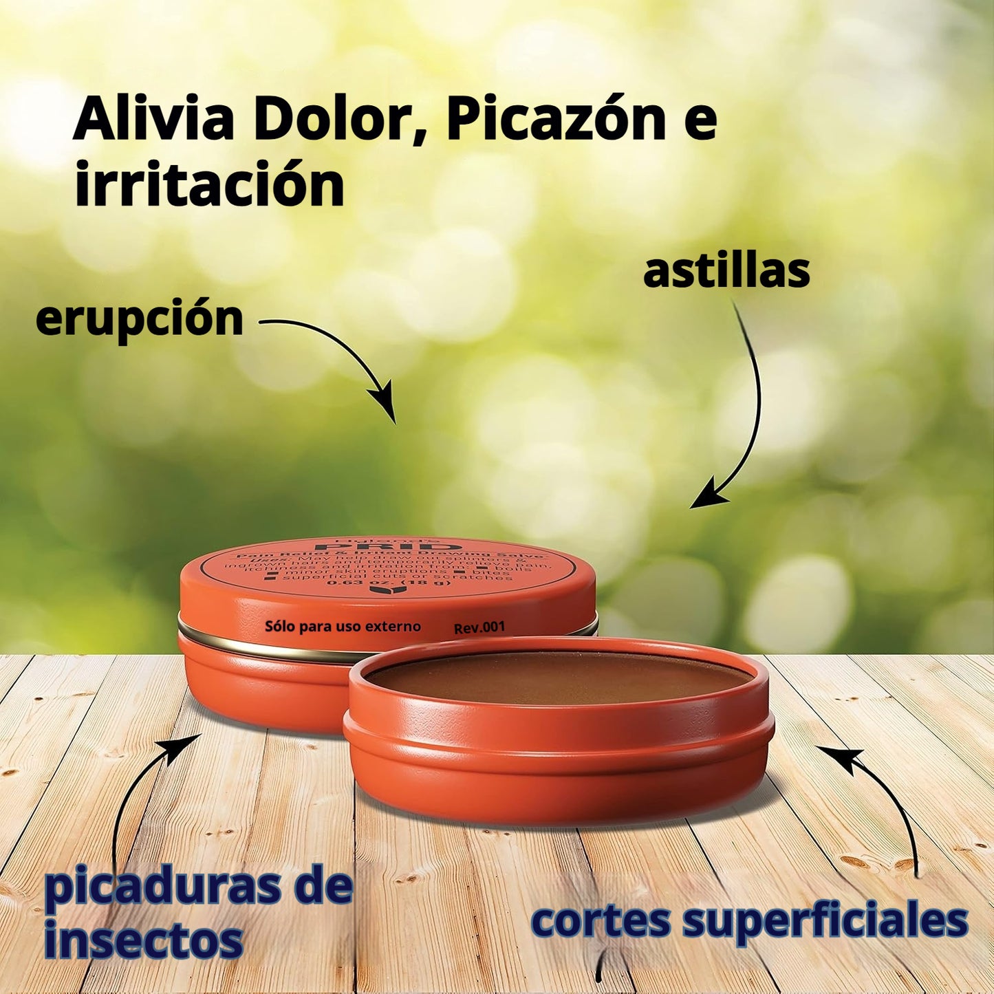 Alivio natural para picaduras, erupciones y enrojecimiento