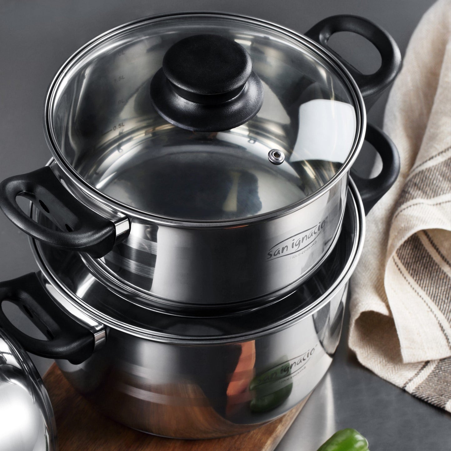 Juego de Batería de Cocina - 8 Piezas + Set de 3 Sartenes Soul Marble en Aluminio Prensado