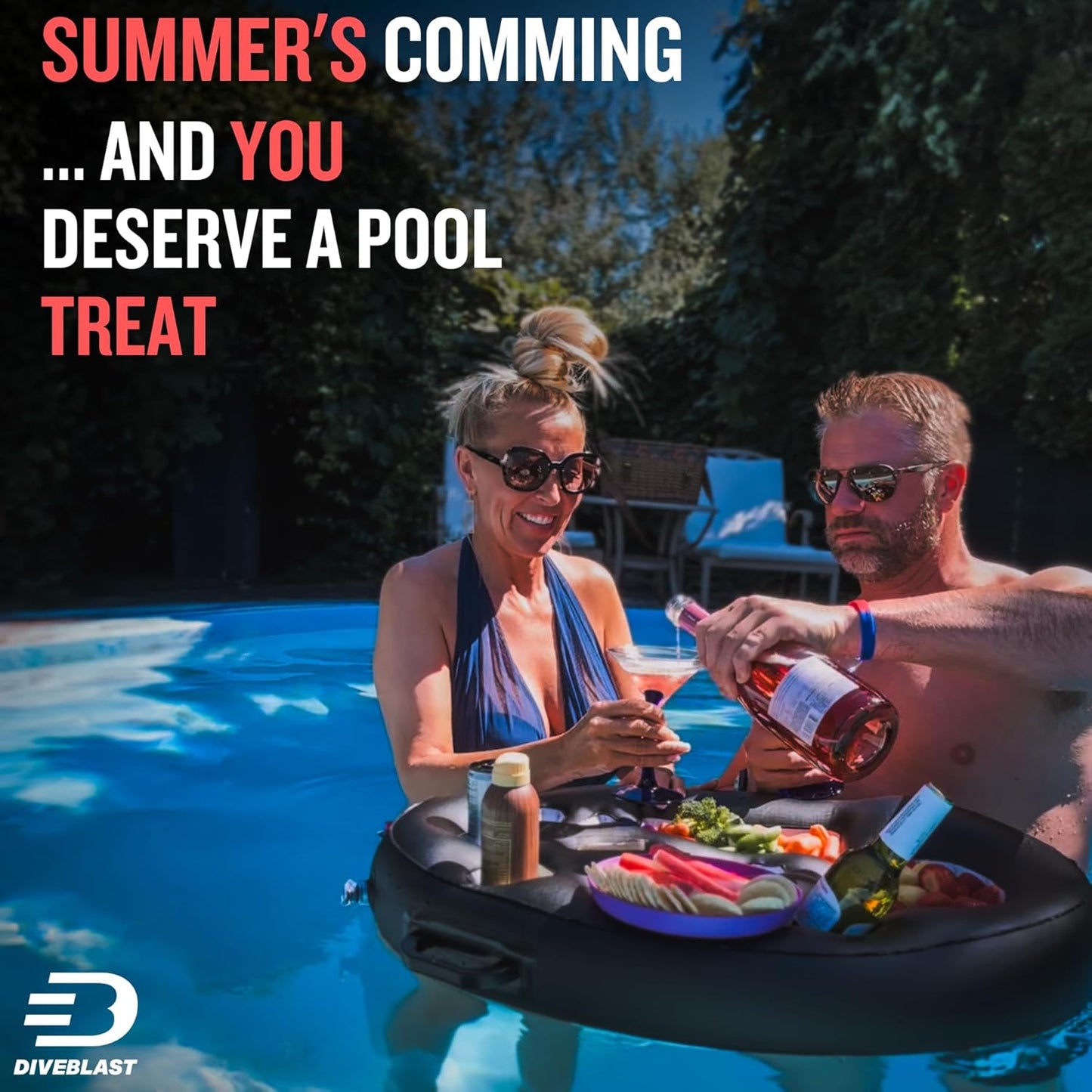 Premium Floating Drink Holder for Pool, Hot Tub Accessories for Adults - Holds Up to 50 LBS - Fun Swimming Pool Accessories for Adults, Cool and Unique Drink Floaties