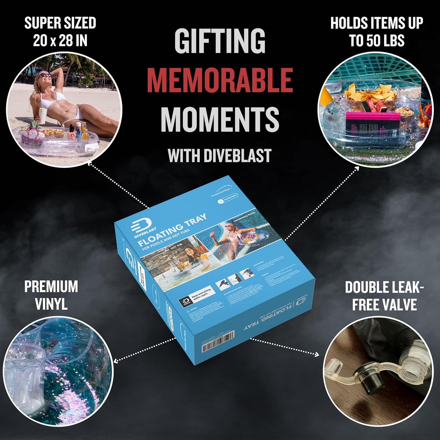 Premium Floating Drink Holder for Pool, Hot Tub Accessories for Adults - Holds Up to 50 LBS - Fun Swimming Pool Accessories for Adults, Cool and Unique Drink Floaties