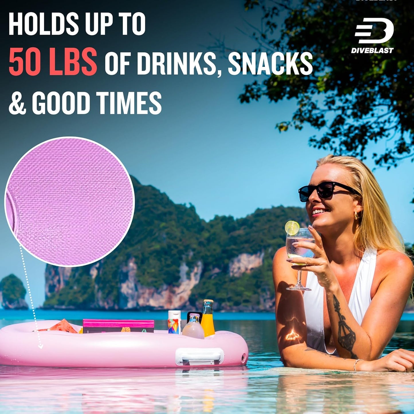 Premium Floating Drink Holder for Pool, Hot Tub Accessories for Adults - Holds Up to 50 LBS - Fun Swimming Pool Accessories for Adults, Cool and Unique Drink Floaties