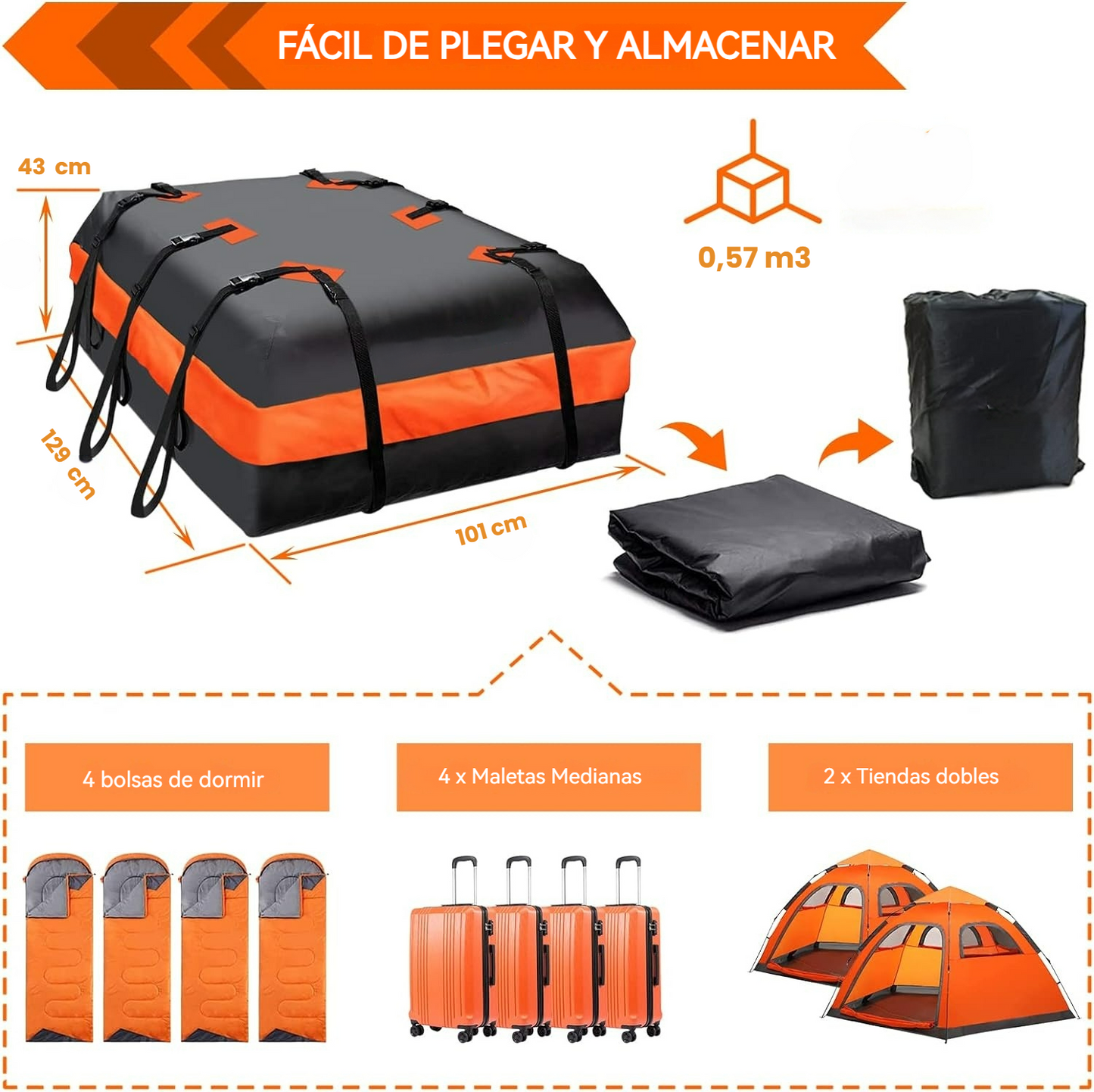 Bolsa de techo impermeable para coche y SUV