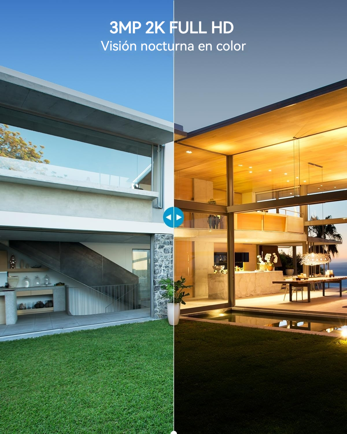 Cámara inalámbrica con energía solar, Wi-Fi 6, control por voz y visión 2K a color