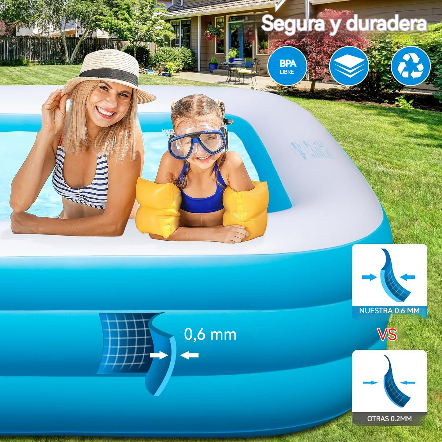 Piscina Inflable Solar con luces LED