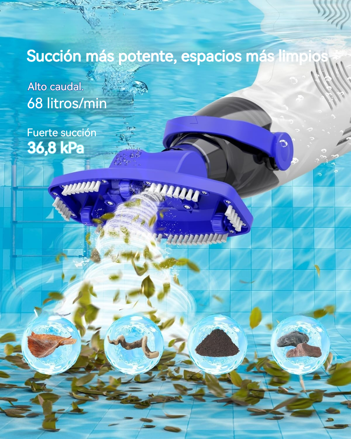 Aspiradora portátil para piscinas, spas y bañeras de hidromasaje