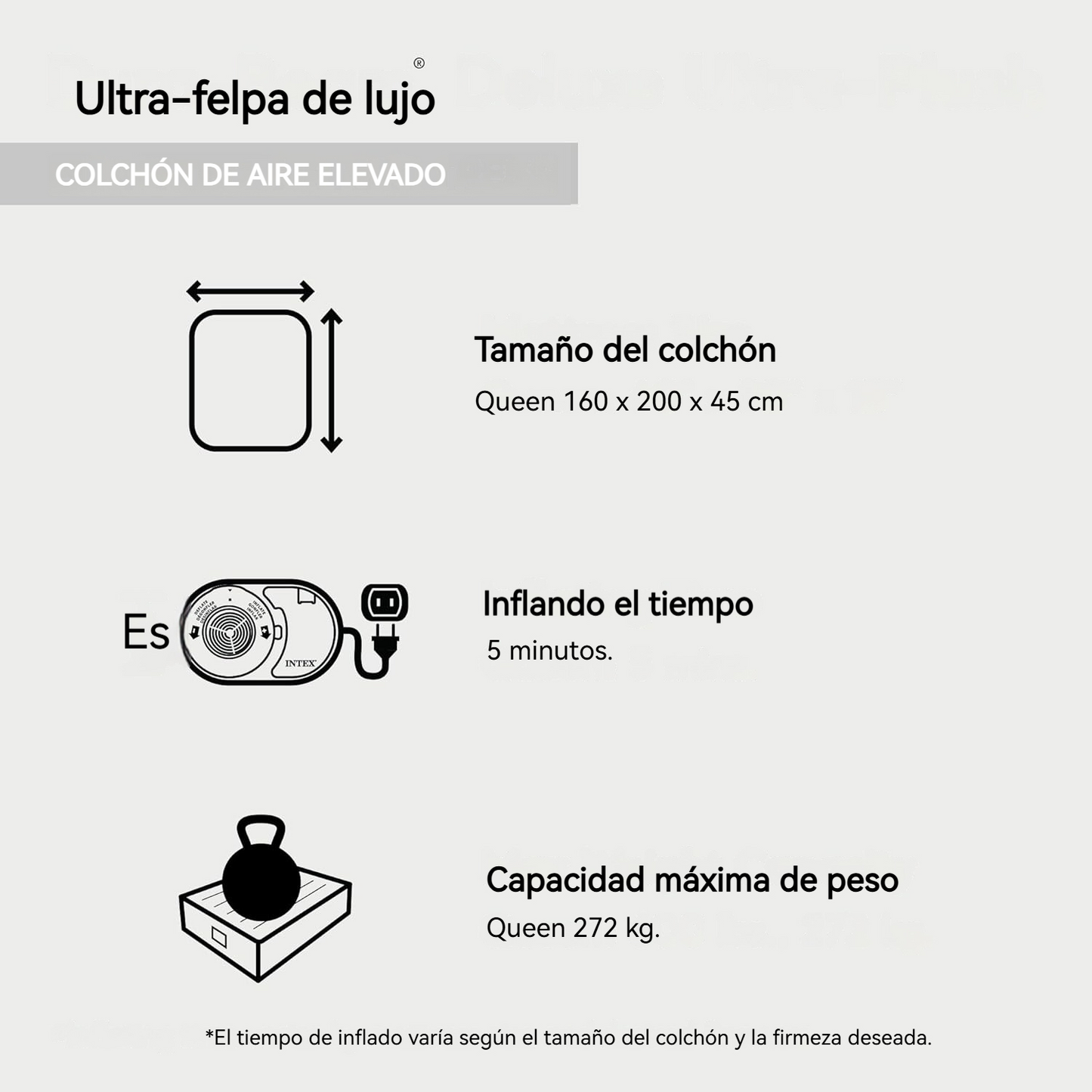 Colchón inflable Queen con cabecera y bomba eléctrica integrada