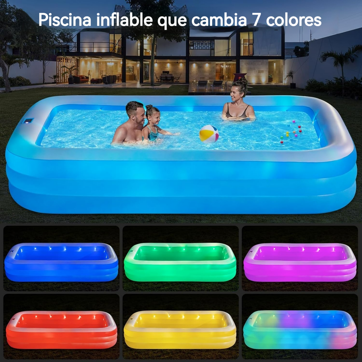 Piscina Inflable Solar con luces LED