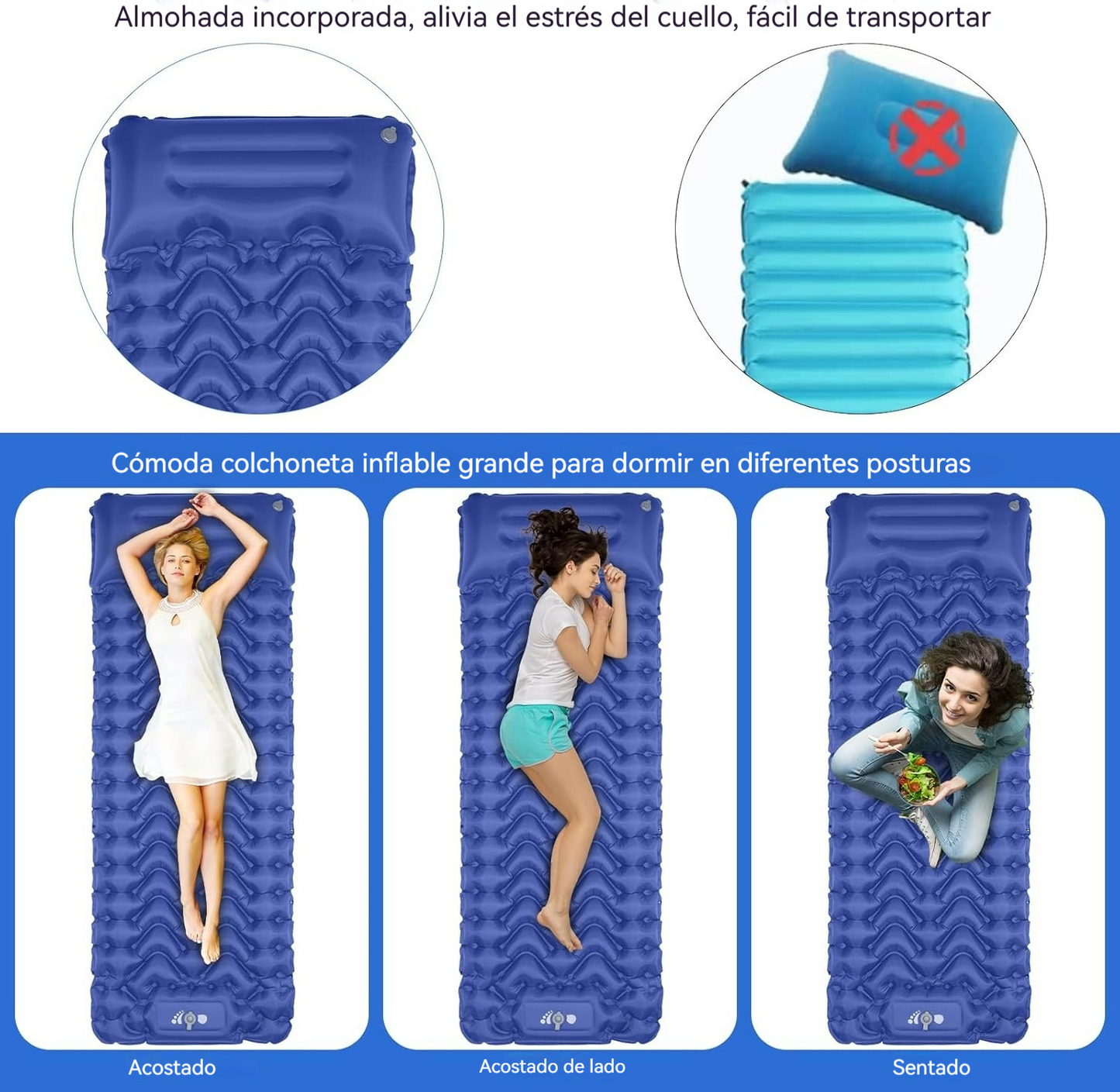 Colchoneta inflable de camping con tecnología de mapeo corporal