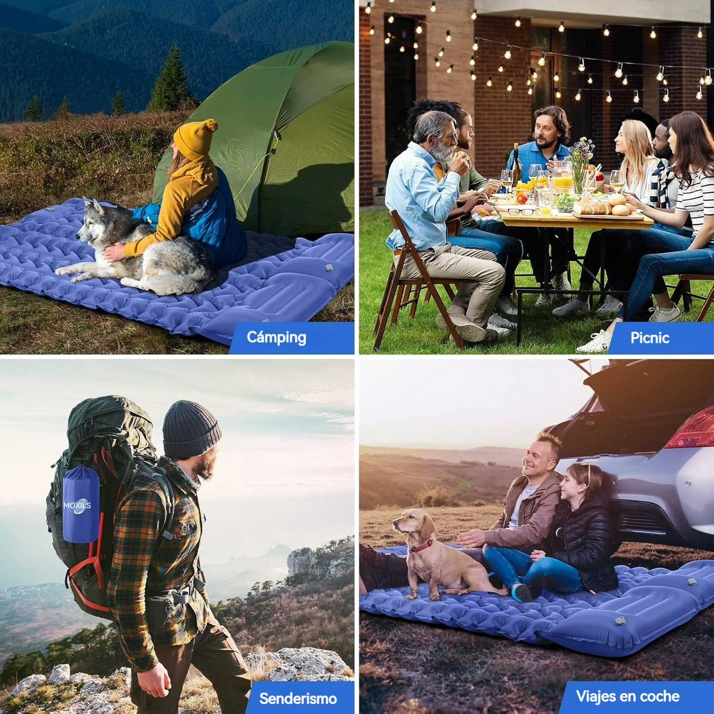 Colchoneta inflable de camping con tecnología de mapeo corporal