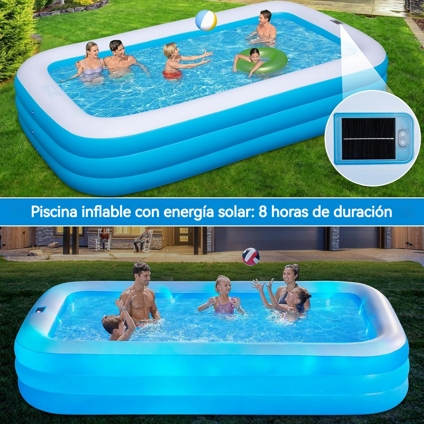 Piscina Inflable Solar con luces LED