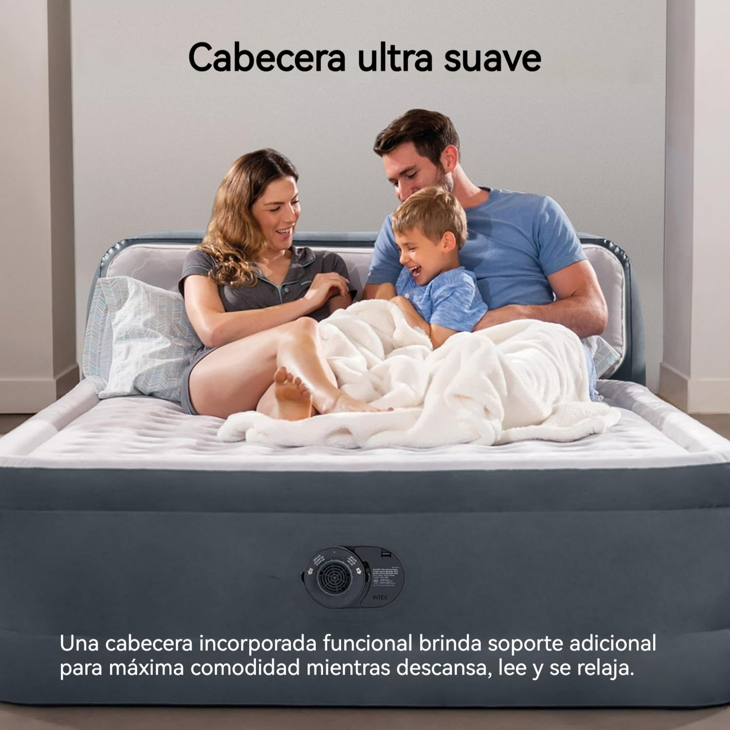 Colchón inflable Queen con cabecera y bomba eléctrica integrada