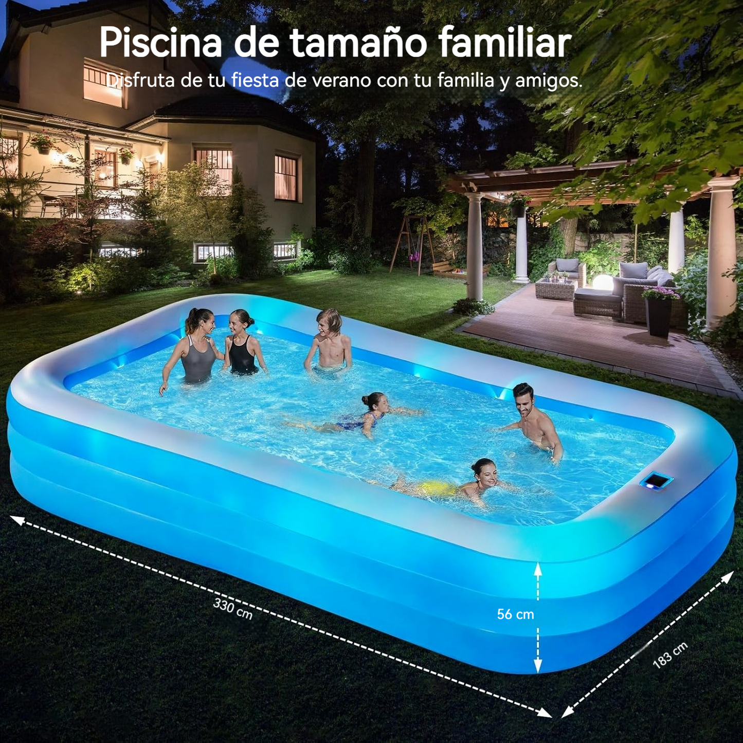Piscina Inflable Solar con luces LED
