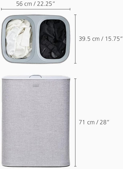 Cesta de Ropa Doble Compartimento con Bolsas Removibles