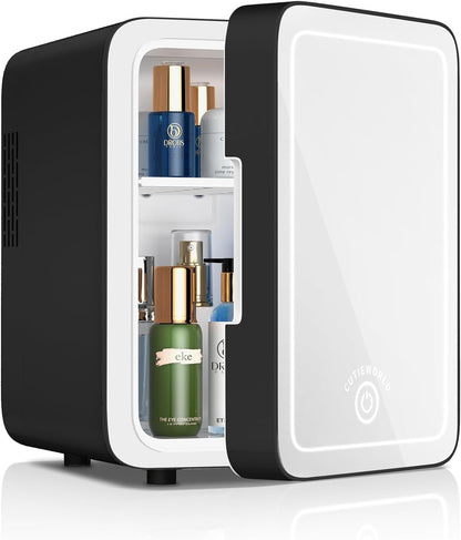 GlowMini – Refrigerador Portátil con Espejo LED Regulable