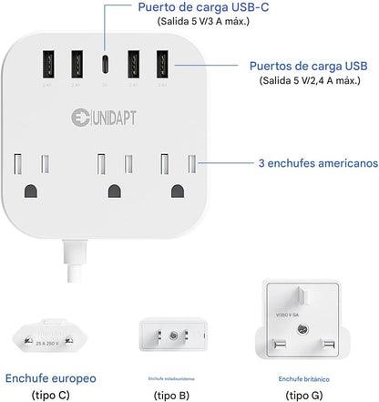 Adaptador Universal 8 en 1 con Regleta de Energía
