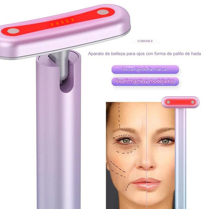 Masajeador Facial Varita 4 en 1 con Terapia de Luz Roja LED