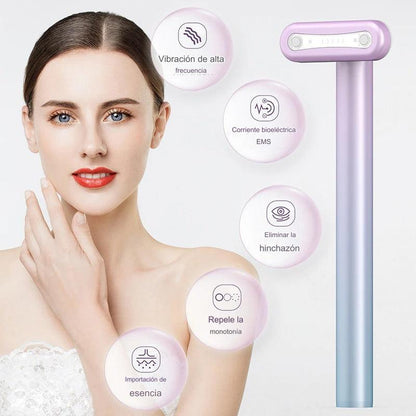 Masajeador Facial Varita 4 en 1 con Terapia de Luz Roja LED