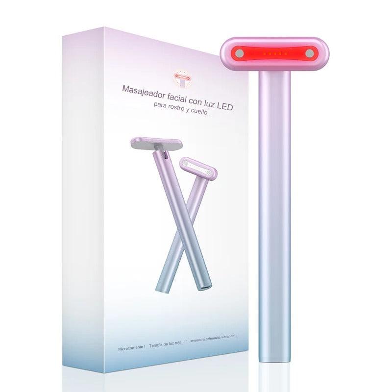 Masajeador Facial Varita 4 en 1 con Terapia de Luz Roja LED