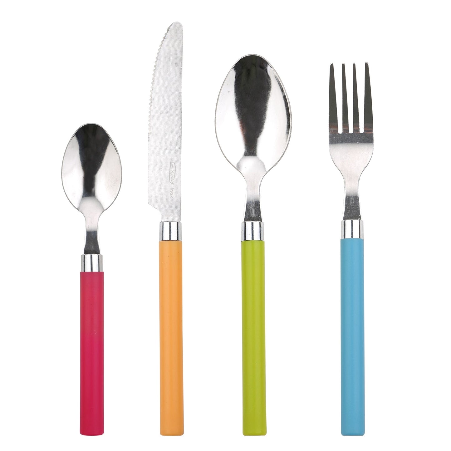 Lote 3 Sets Cubertería 24 Piezas Happie Colors Acero Inoxidable con Mangos Multicolor - Servicio para 18