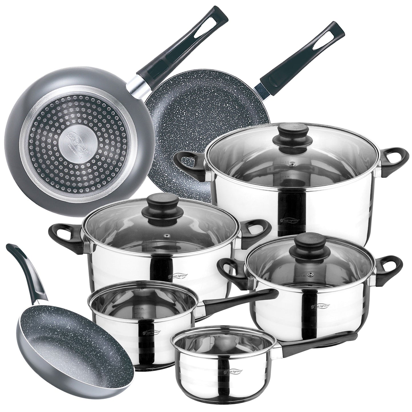 Juego de Batería de Cocina  - 8 Piezas + Set de 3 Sartenes Soul Marble en Aluminio Prensado