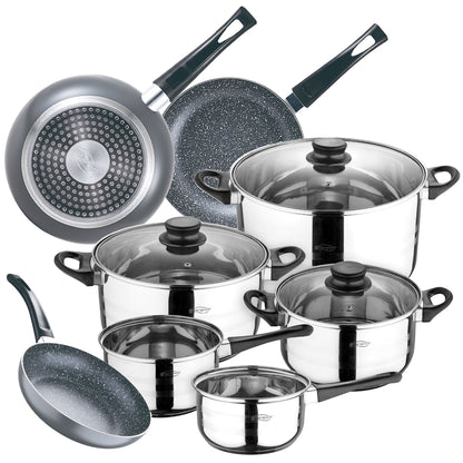 Juego de Batería de Cocina  - 8 Piezas + Set de 3 Sartenes Soul Marble en Aluminio Prensado