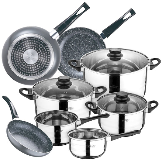 Juego de Batería de Cocina  - 8 Piezas + Set de 3 Sartenes Soul Marble en Aluminio Prensado