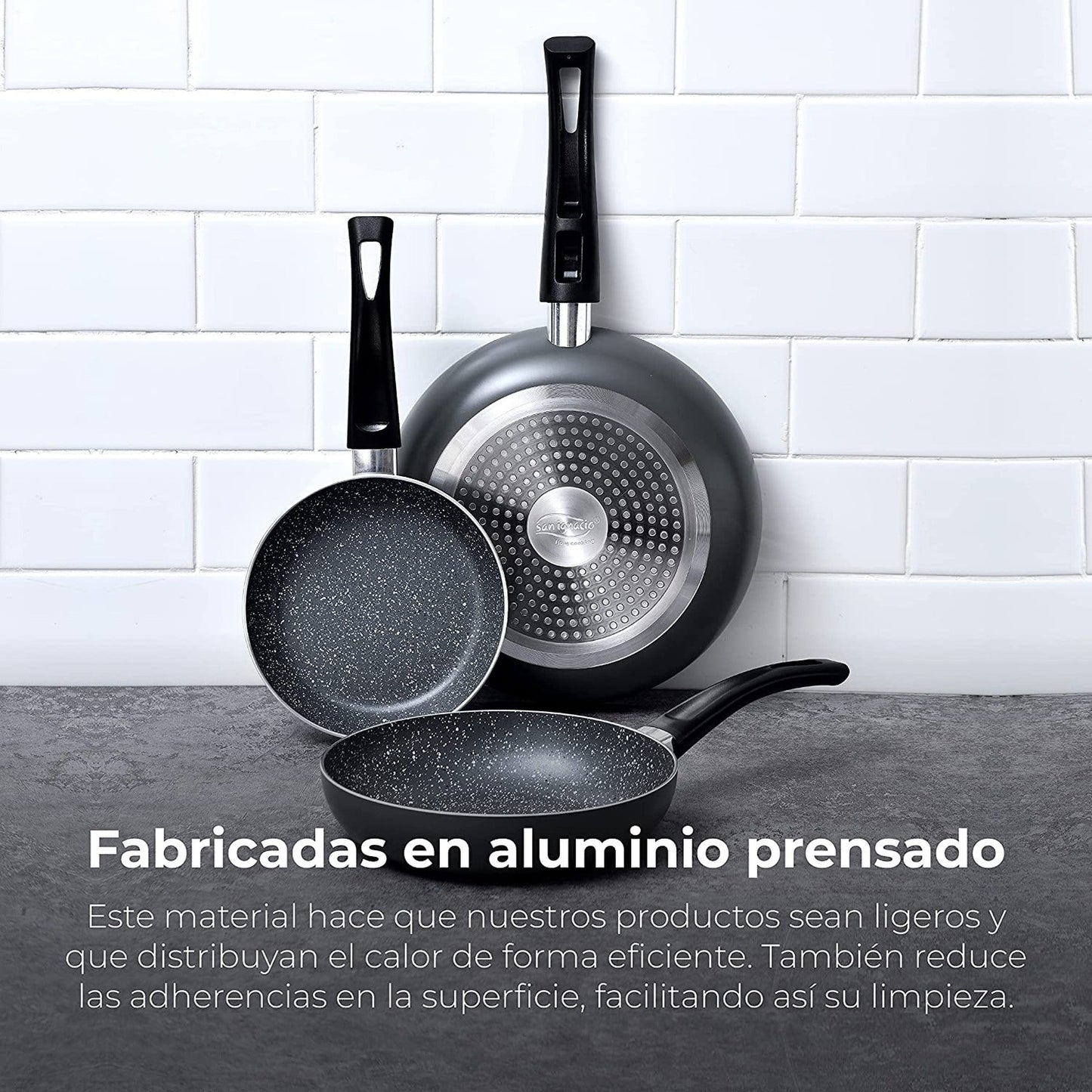 Juego de Batería de Cocina  - 8 Piezas + Set de 3 Sartenes Soul Marble en Aluminio Prensado
