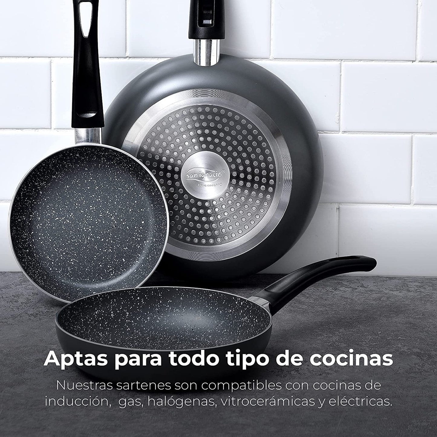 Juego de Batería de Cocina  - 8 Piezas + Set de 3 Sartenes Soul Marble en Aluminio Prensado