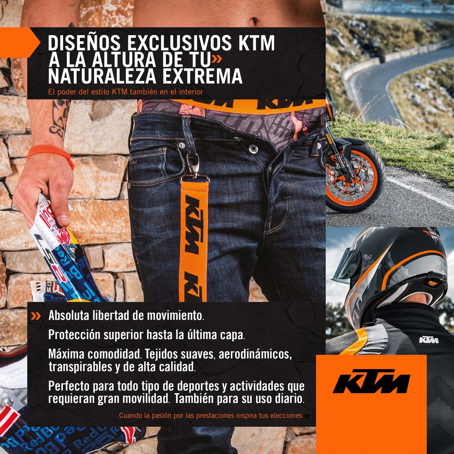 Set de 10 Calzoncillos Boxer Negro KTM para Hombre - 65% poliéster, 35% algodón