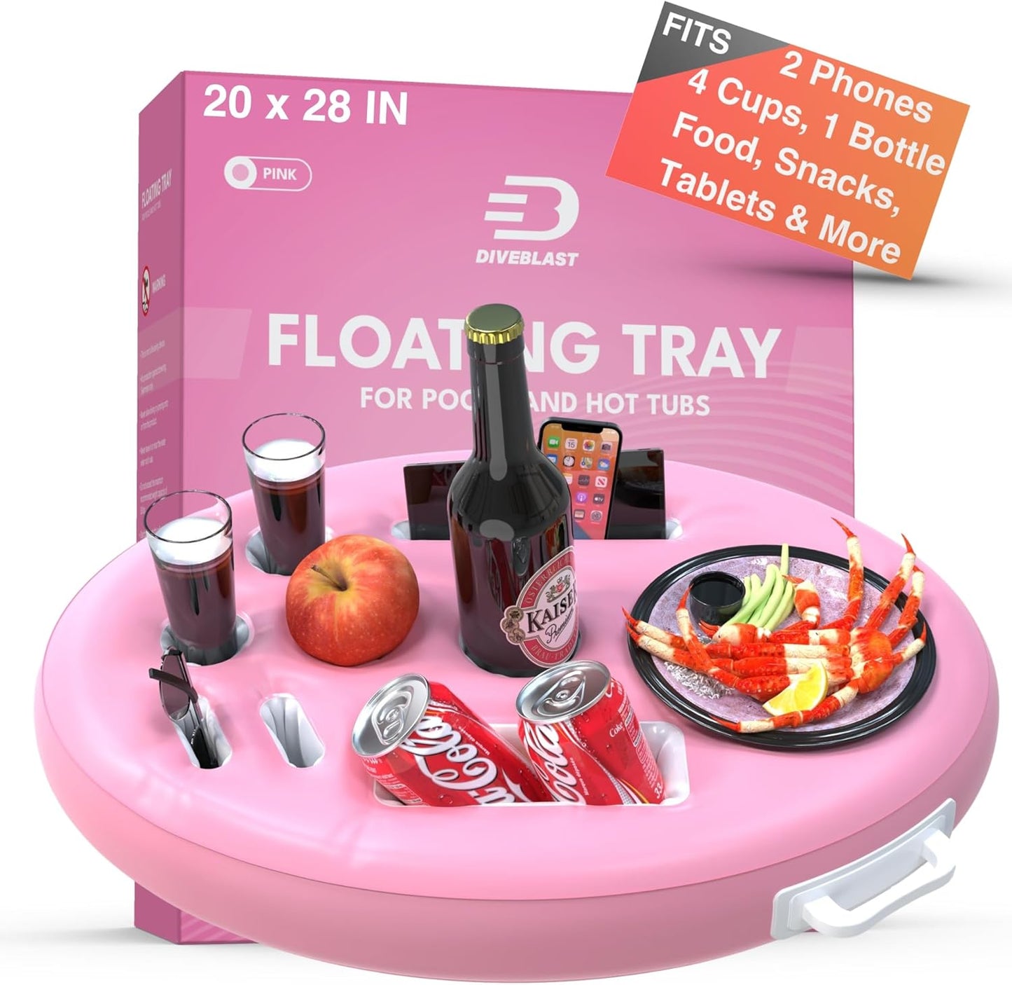 Premium Floating Drink Holder for Pool, Hot Tub Accessories for Adults - Holds Up to 50 LBS - Fun Swimming Pool Accessories for Adults, Cool and Unique Drink Floaties