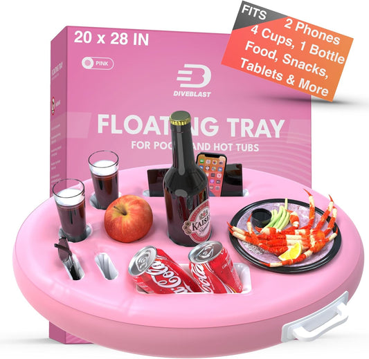Premium Floating Drink Holder for Pool, Hot Tub Accessories for Adults - Holds Up to 50 LBS - Fun Swimming Pool Accessories for Adults, Cool and Unique Drink Floaties