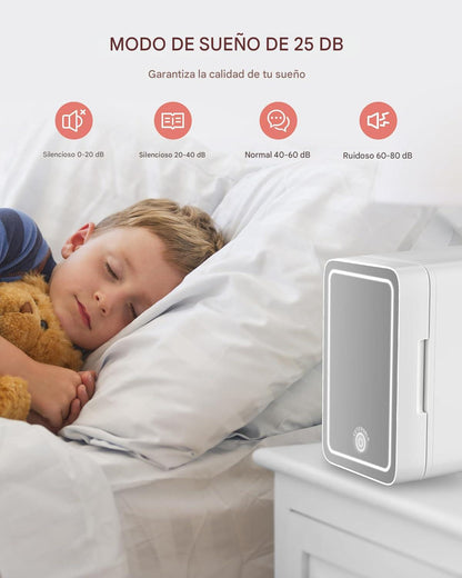 GlowMini – Refrigerador Portátil con Espejo LED Regulable