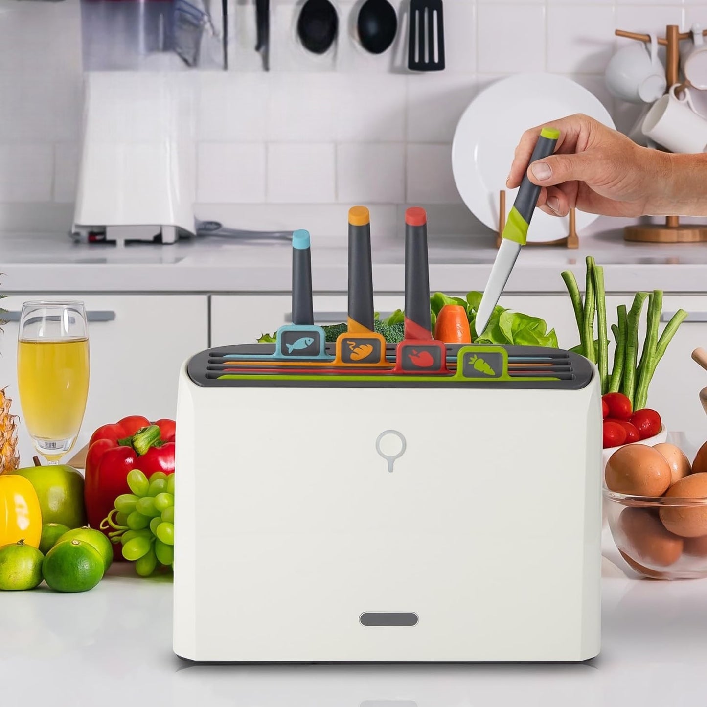 Juego de Tablas de Cortar y Cuchillos Inteligentes con Limpieza Automática