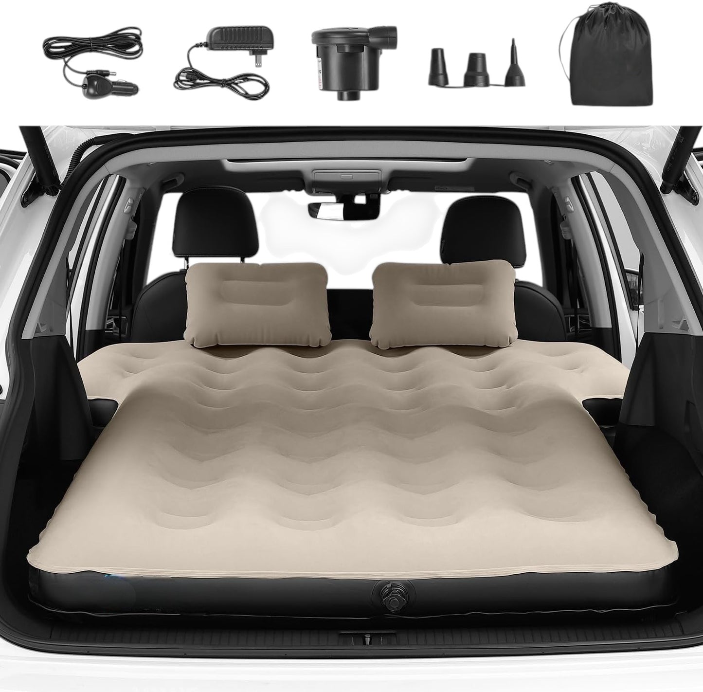 AirComfort SUV Max | Colchón Inflable para SUV y Campamento + Bomba de Aire Portátil de Regalo