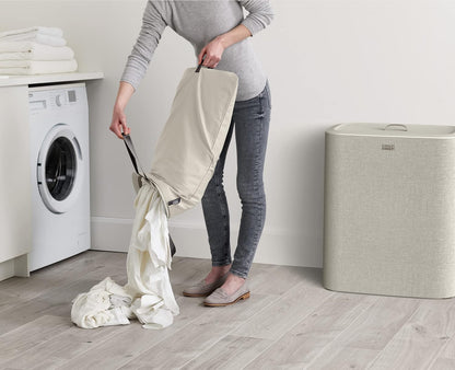 Cesta de Ropa Doble Compartimento con Bolsas Removibles