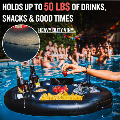Premium Floating Drink Holder for Pool, Hot Tub Accessories for Adults - Holds Up to 50 LBS - Fun Swimming Pool Accessories for Adults, Cool and Unique Drink Floaties