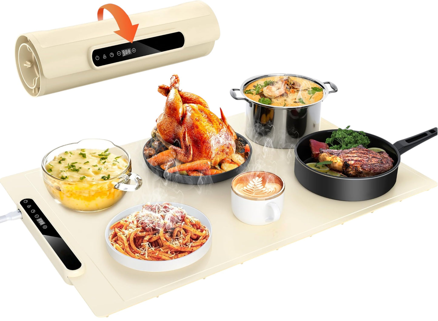 Tapete Eléctrico Plegable con 7 Niveles de Temperatura para Mantener tus Comidas Siempre Calientes