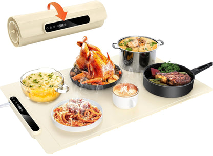 Tapete Eléctrico Plegable con 7 Niveles de Temperatura para Mantener tus Comidas Siempre Calientes