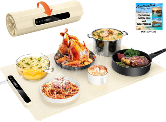 Tapete Eléctrico Plegable con 7 Niveles de Temperatura para Mantener tus Comidas Siempre Calientes