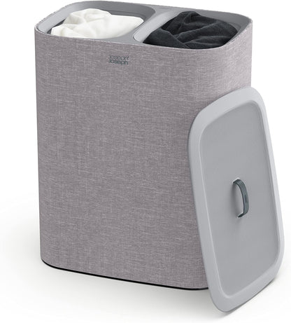 Cesta de Ropa Doble Compartimento con Bolsas Removibles