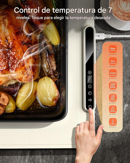 Tapete Eléctrico Plegable con 7 Niveles de Temperatura para Mantener tus Comidas Siempre Calientes