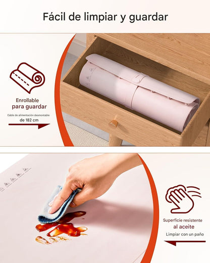Tapete Eléctrico Plegable con 7 Niveles de Temperatura para Mantener tus Comidas Siempre Calientes