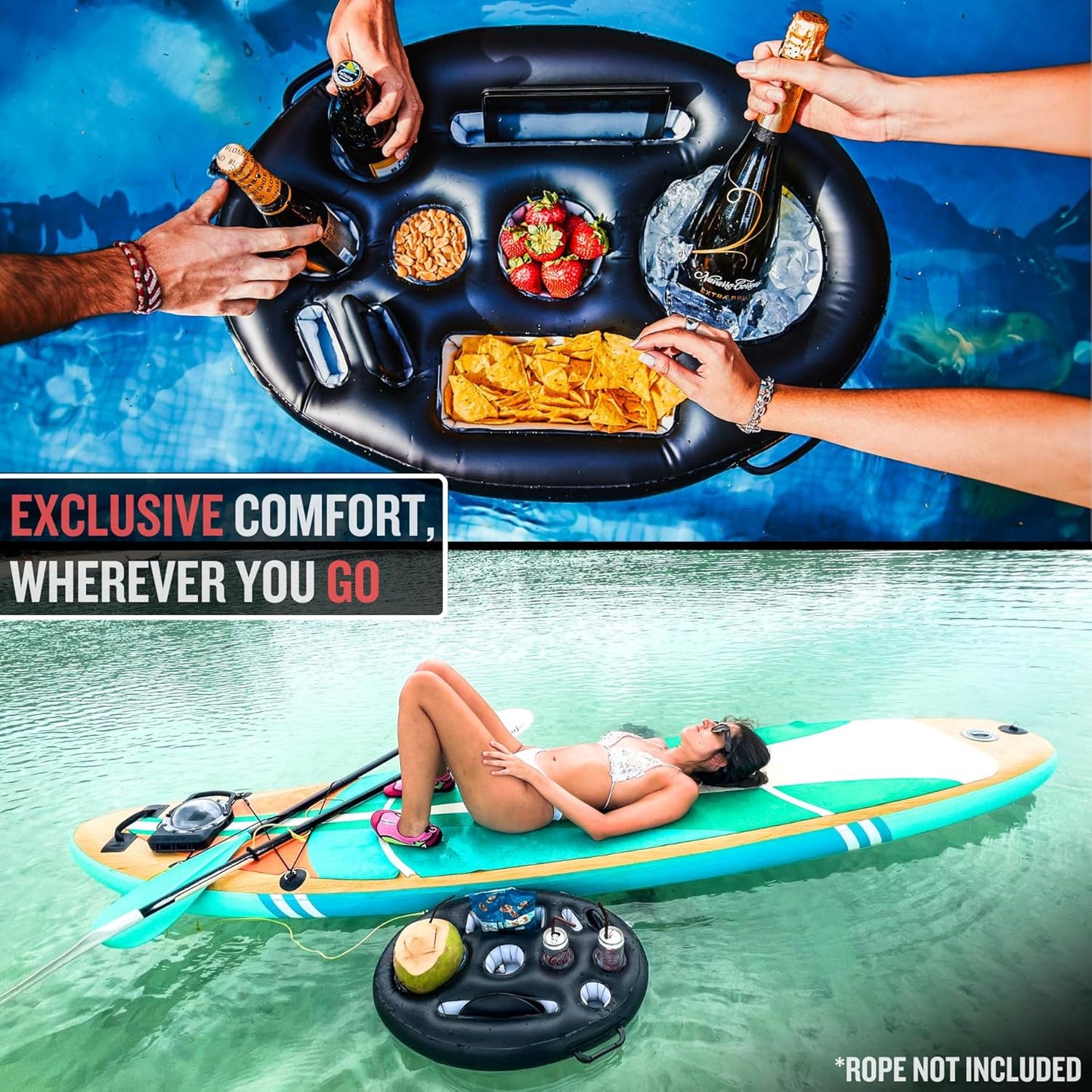 Premium Floating Drink Holder for Pool, Hot Tub Accessories for Adults - Holds Up to 50 LBS - Fun Swimming Pool Accessories for Adults, Cool and Unique Drink Floaties