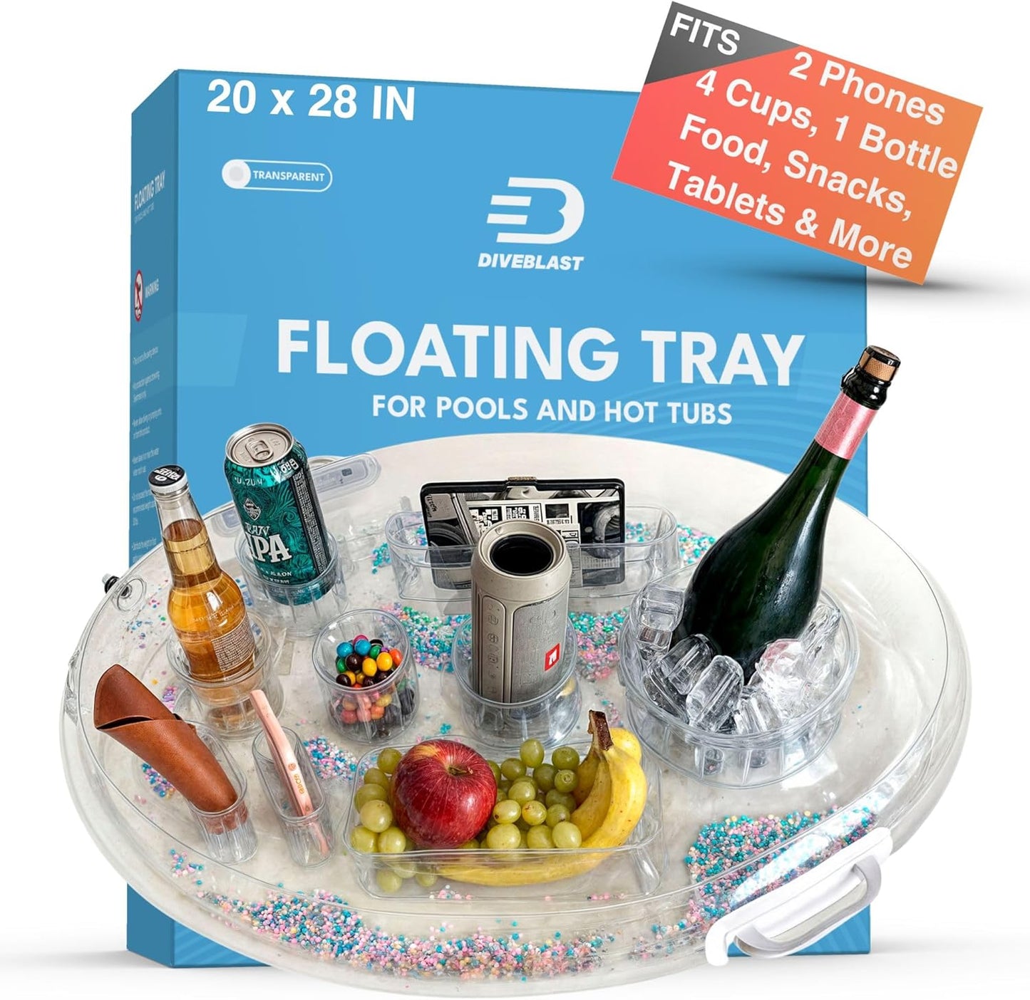 Premium Floating Drink Holder for Pool, Hot Tub Accessories for Adults - Holds Up to 50 LBS - Fun Swimming Pool Accessories for Adults, Cool and Unique Drink Floaties