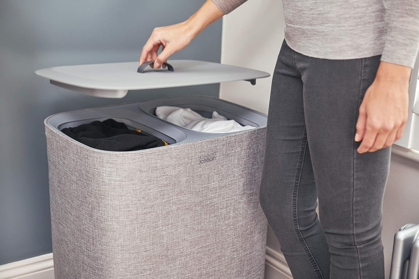 Cesta de Ropa Doble Compartimento con Bolsas Removibles