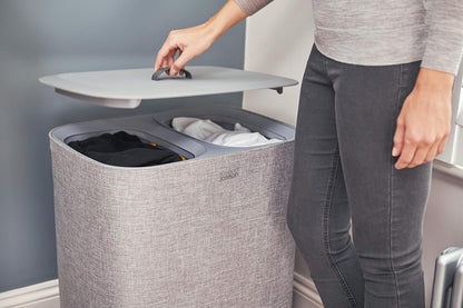 Cesta de Ropa Doble Compartimento con Bolsas Removibles
