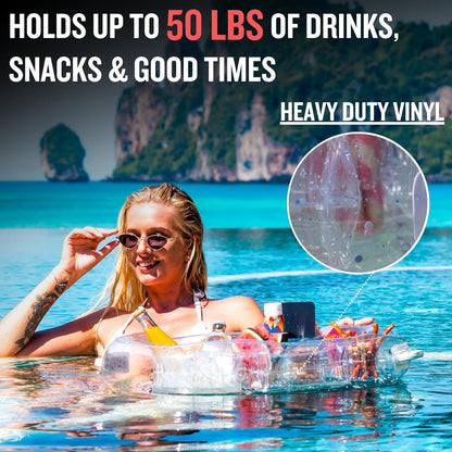 Premium Floating Drink Holder for Pool, Hot Tub Accessories for Adults - Holds Up to 50 LBS - Fun Swimming Pool Accessories for Adults, Cool and Unique Drink Floaties