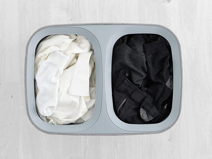 Cesta de Ropa Doble Compartimento con Bolsas Removibles