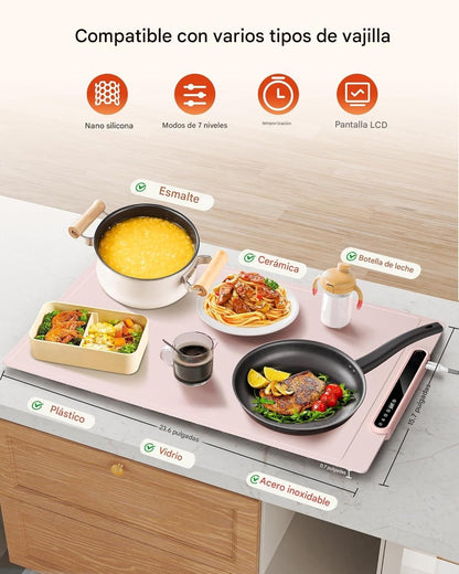 Tapete Eléctrico Plegable con 7 Niveles de Temperatura para Mantener tus Comidas Siempre Calientes