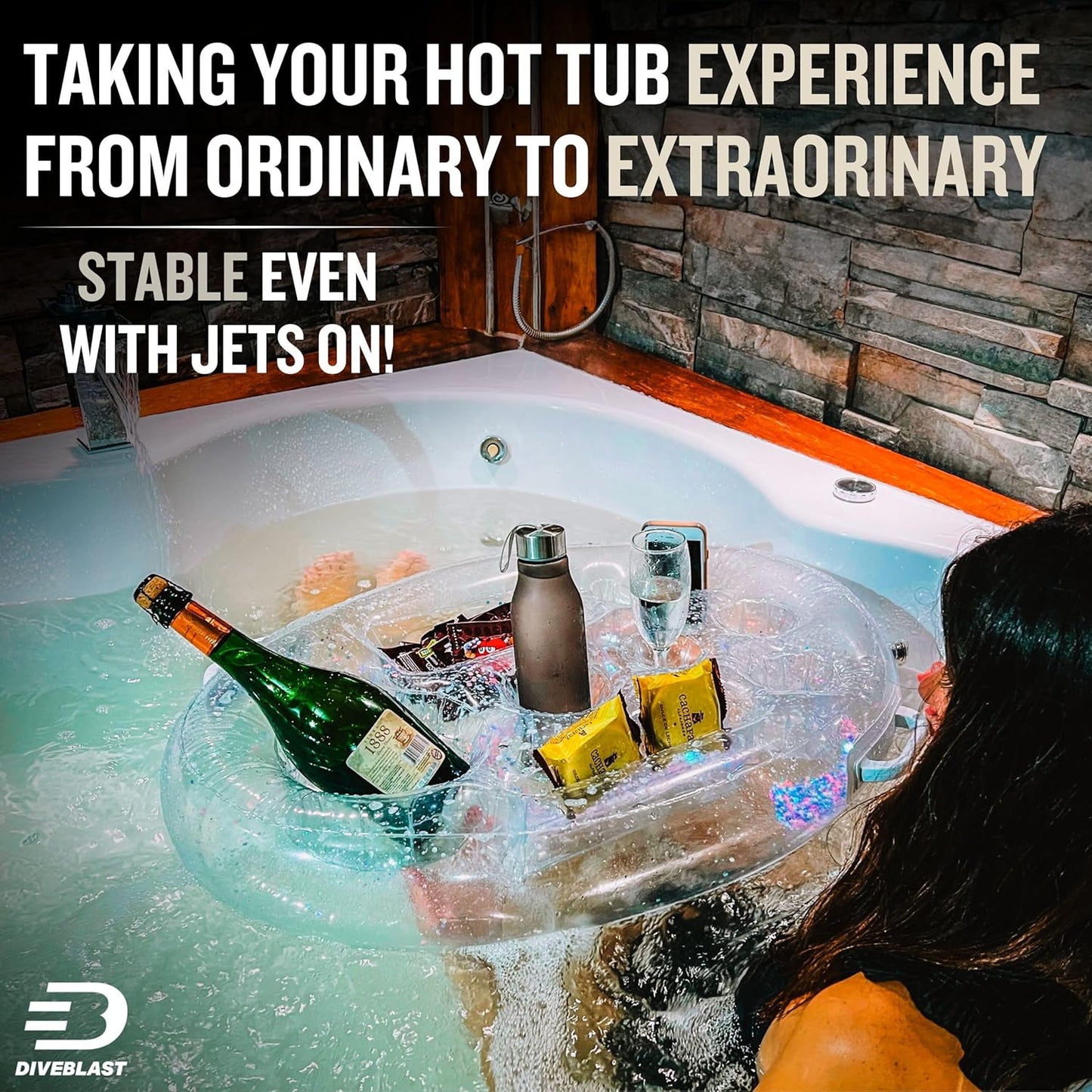 Premium Floating Drink Holder for Pool, Hot Tub Accessories for Adults - Holds Up to 50 LBS - Fun Swimming Pool Accessories for Adults, Cool and Unique Drink Floaties